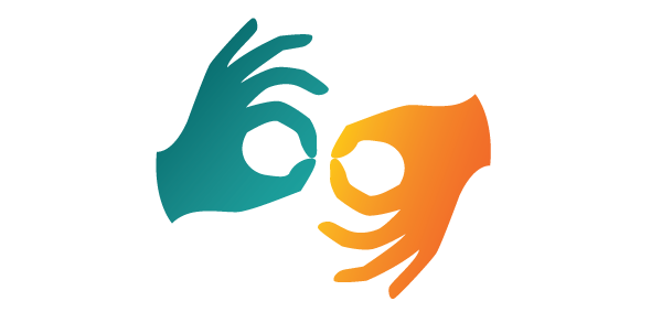 Symbol rąk serwisu tłumacza języka migowego